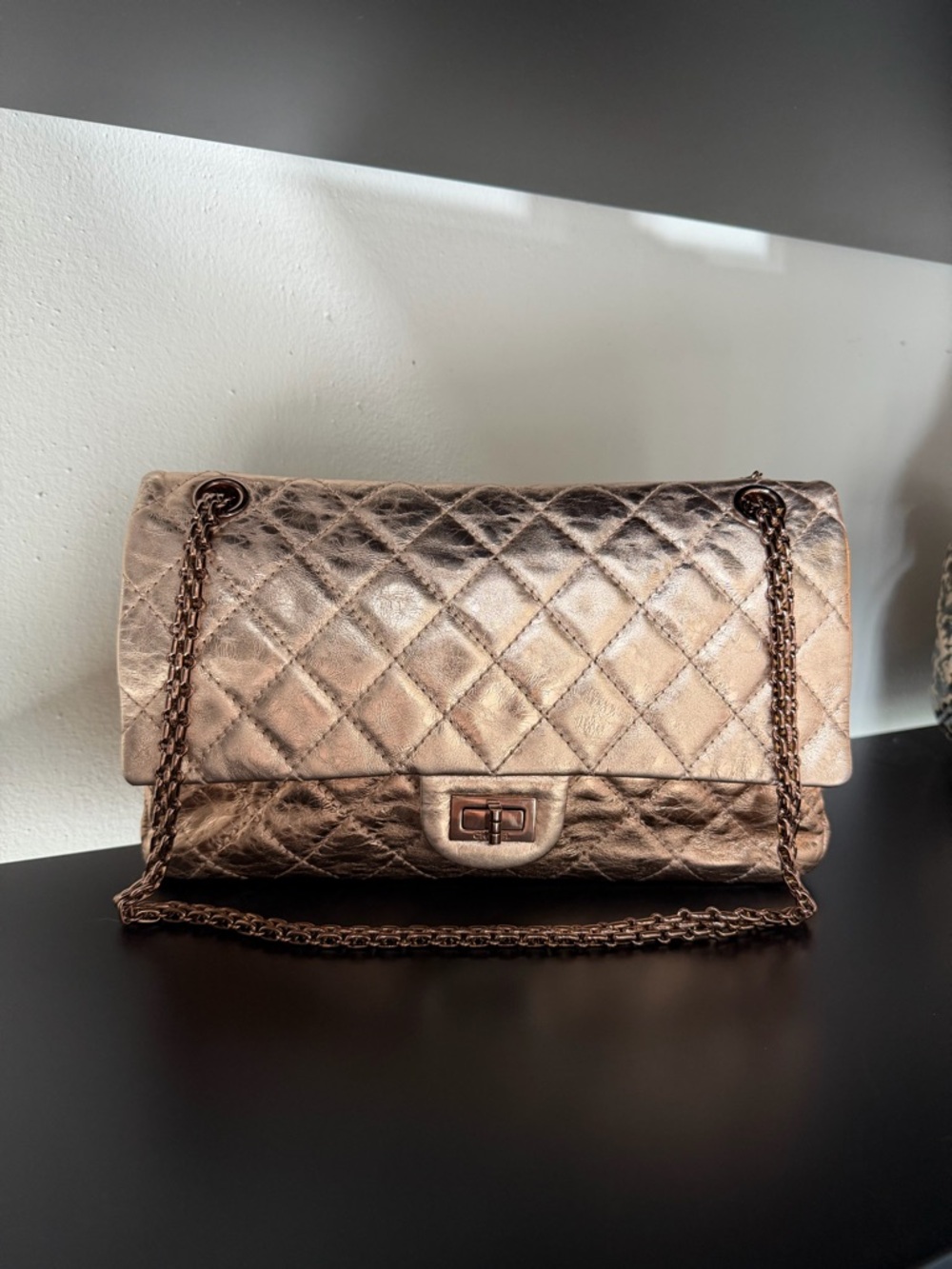 Chanel Reissue 2.55 Rose Gold Handbag Rare Color